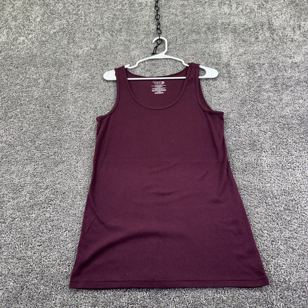 Time And Tru Tank Top Womens 2XL Maroon Ribbed Scoop Neck Summer Casual Plus